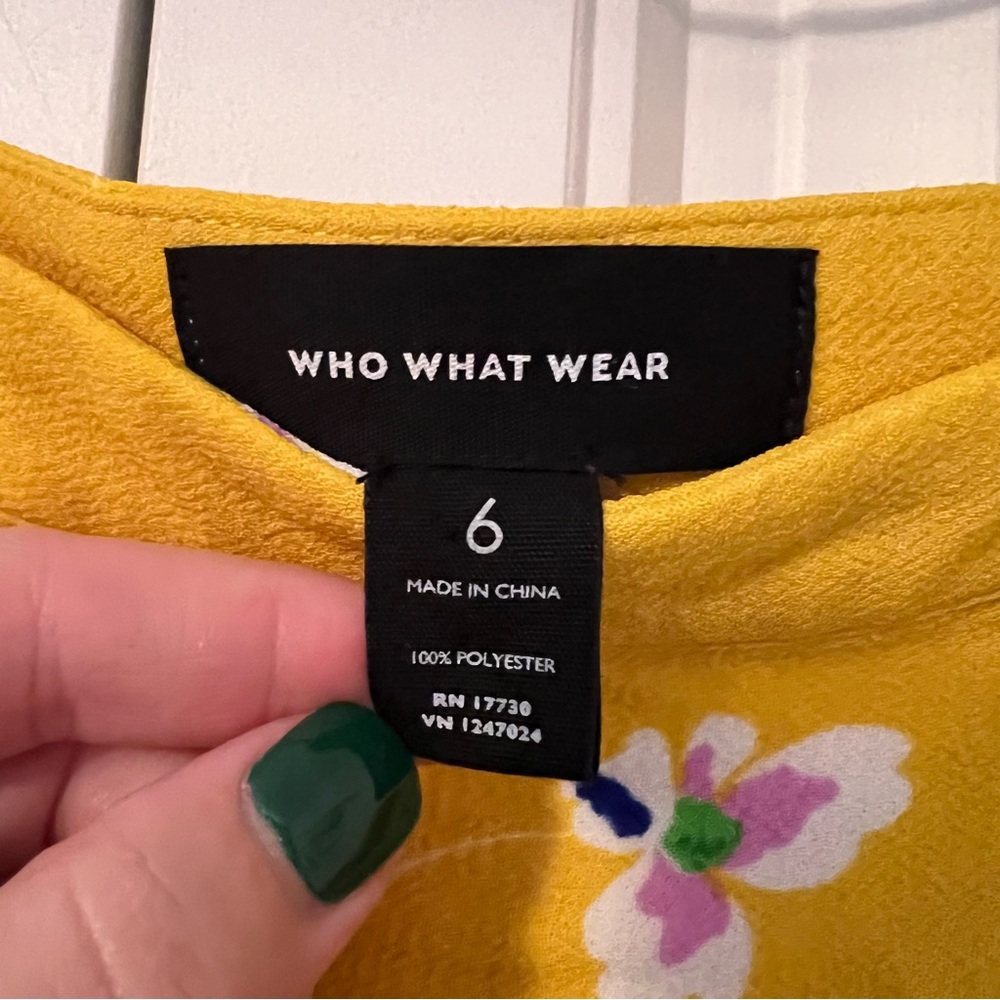 Who What Wear Birdcage Floral Pleated Midi Yellow Skirt - Sz. 6 - Picture 4 of 6